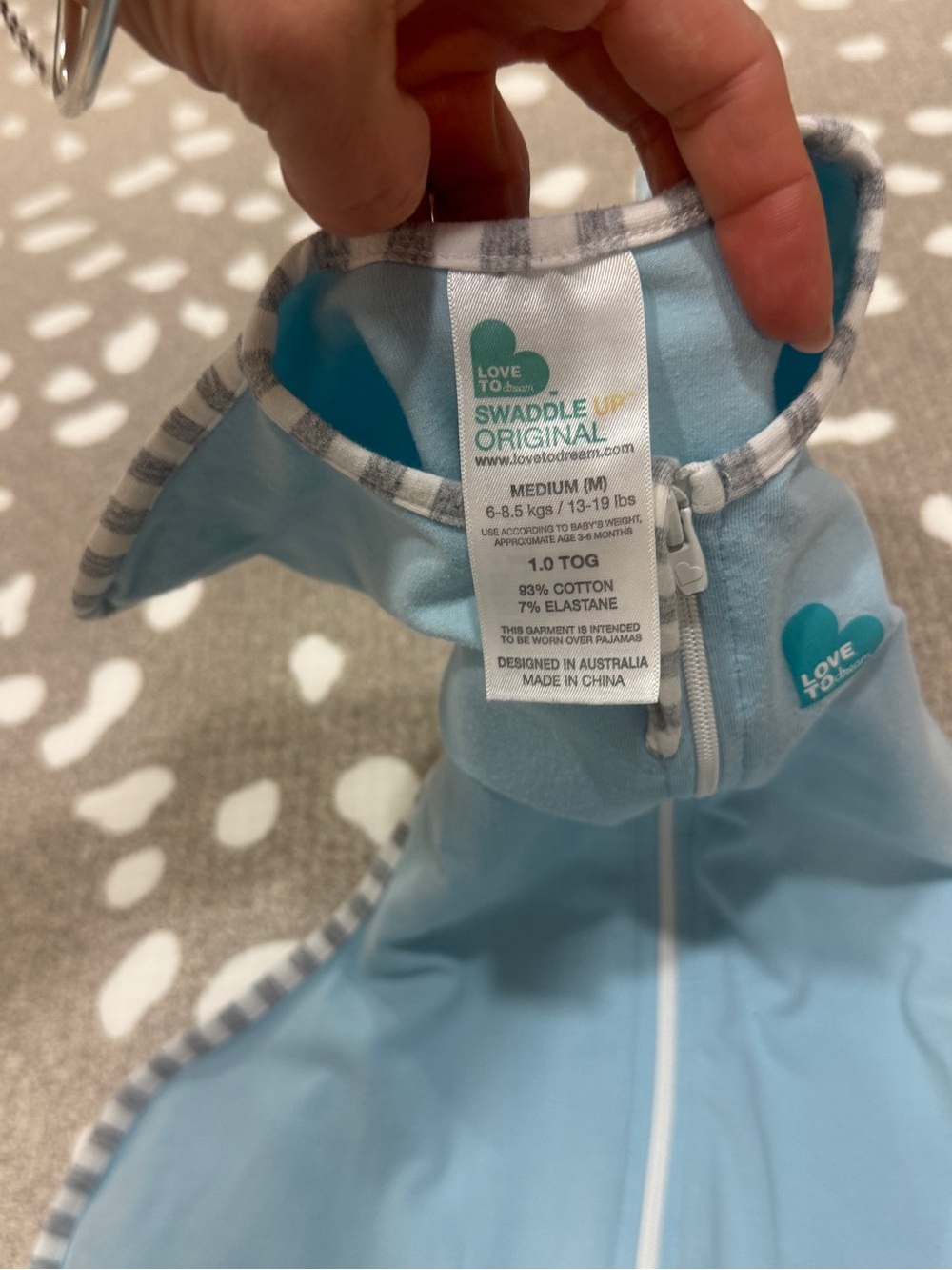 Love to dream swaddle baby arms up zipper light blue girl boy unisex medium - Picture 7 of 9